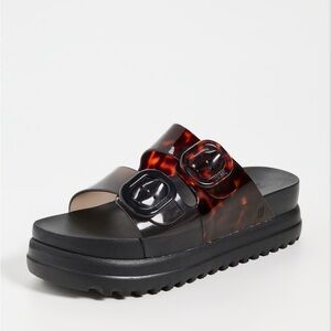 Melissa Black and Tortoiseshell Platform Slide Sandals